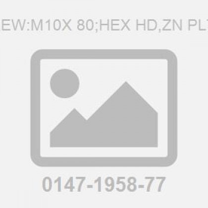 Screw:M10X 80;Hex Hd,Zn Plt,$S